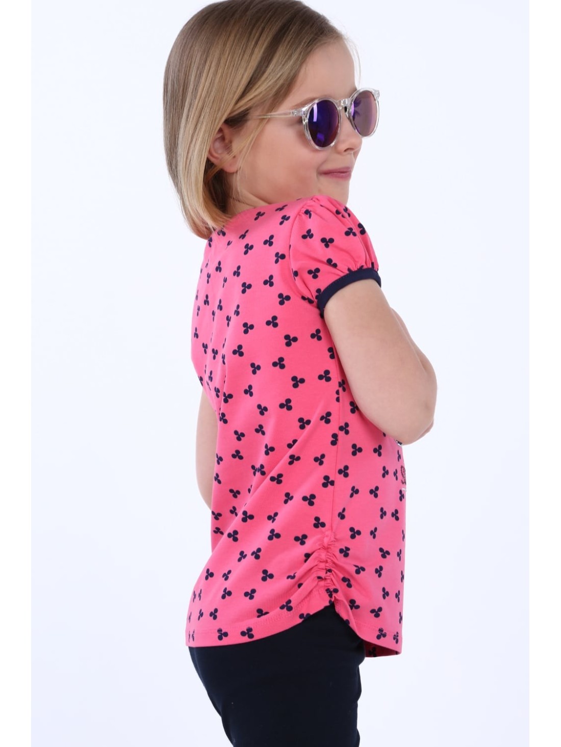 Girls\' blouse with patterns, amaranth NDZ8197 - Online store - Boutique